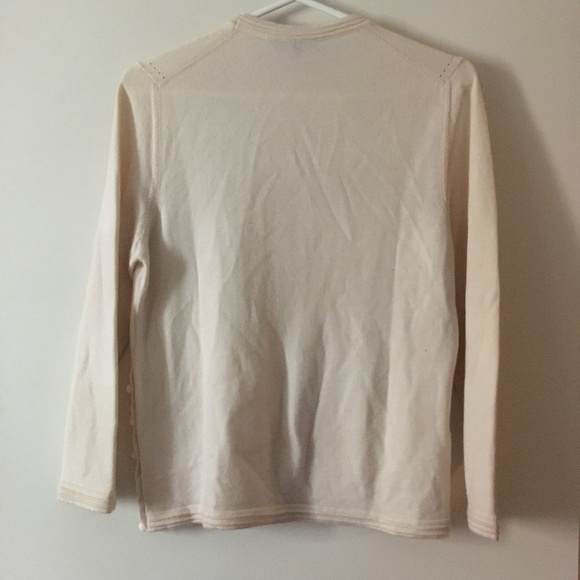 MARLOWE 100% Cashmere Cream Crew Neck Button Side Sweater L - Picture 3 of 4